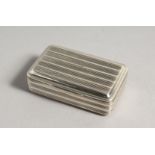 A GEORGE III LOSE RIBBED SILVER SNUFF BOX 2.5ins long London 1816, maker JOHN SHOW