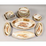 A RUSSIAN PORCELAIN SERVICE decorated with shell fish, comprising a pair of plates, 9.5ins diameter,