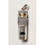 A NOVELTY SILVER OWL WHISTLE