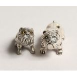 A PAIR OF NOVELTY SILVER MINI BULL DOGS