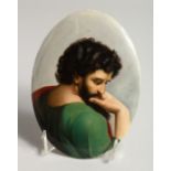 A GOOD GERMAN PORCELAIN OVAL PLAQUE of a bearded man 7ins x 5ins.