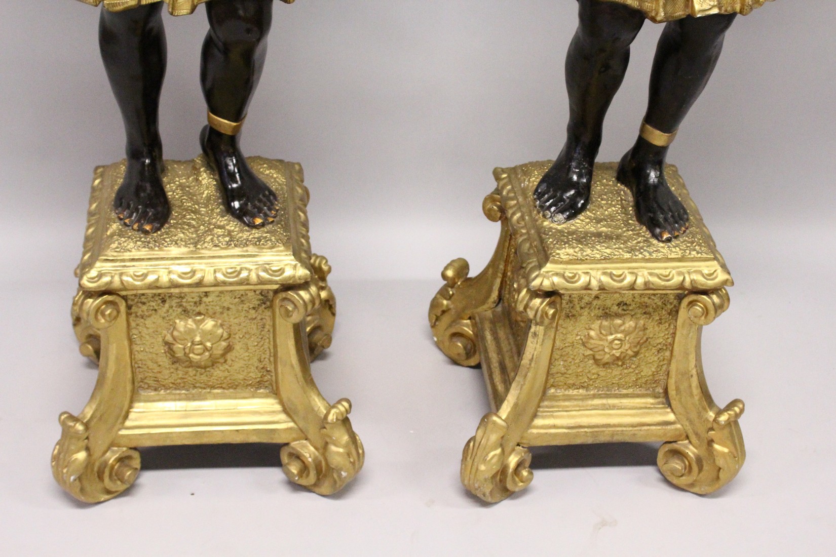 A SUPERB LARGE PAIR OF 19TH CENTURY STANDING NUBILE FIGURE CANDELABRA formed as a a pair of - Image 2 of 7