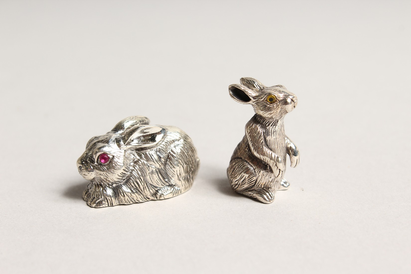 TWO NOVELTY SILVER RABBITS - Image 2 of 3