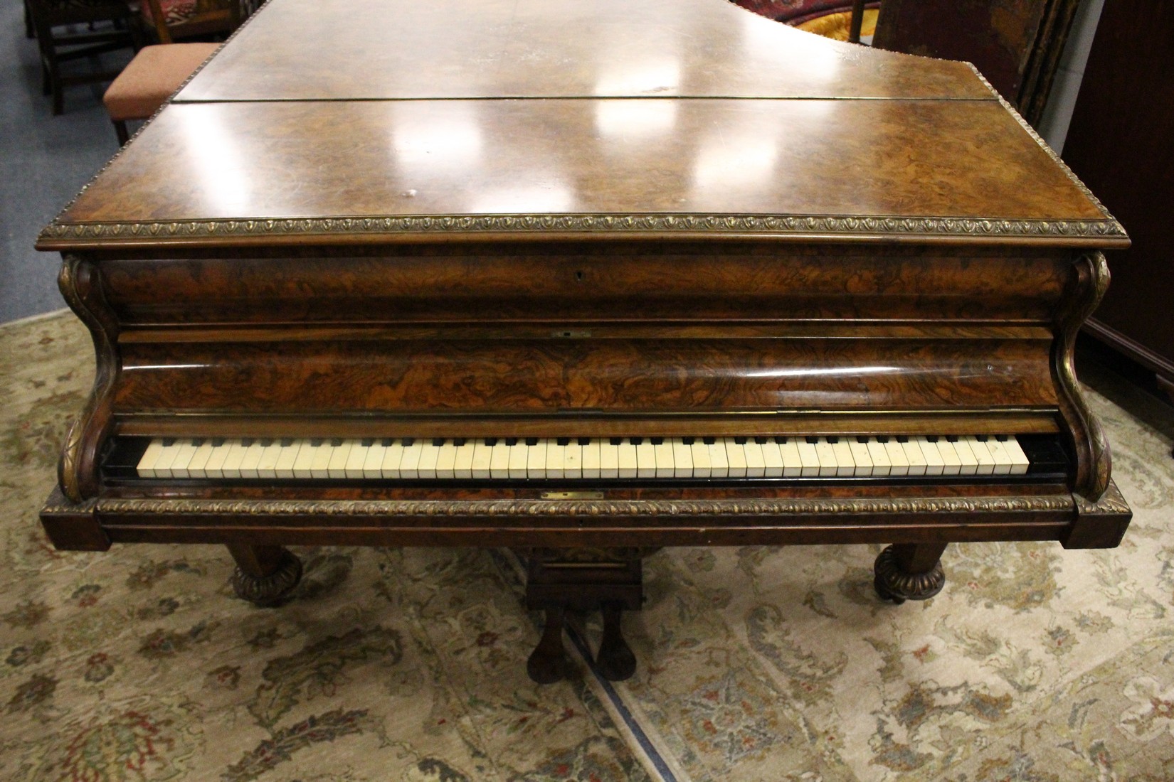 JOHN BROADWOOD & SONS, A good late 19th Centruy figured walnut Grand Piano, on turned and tapering - Image 4 of 19