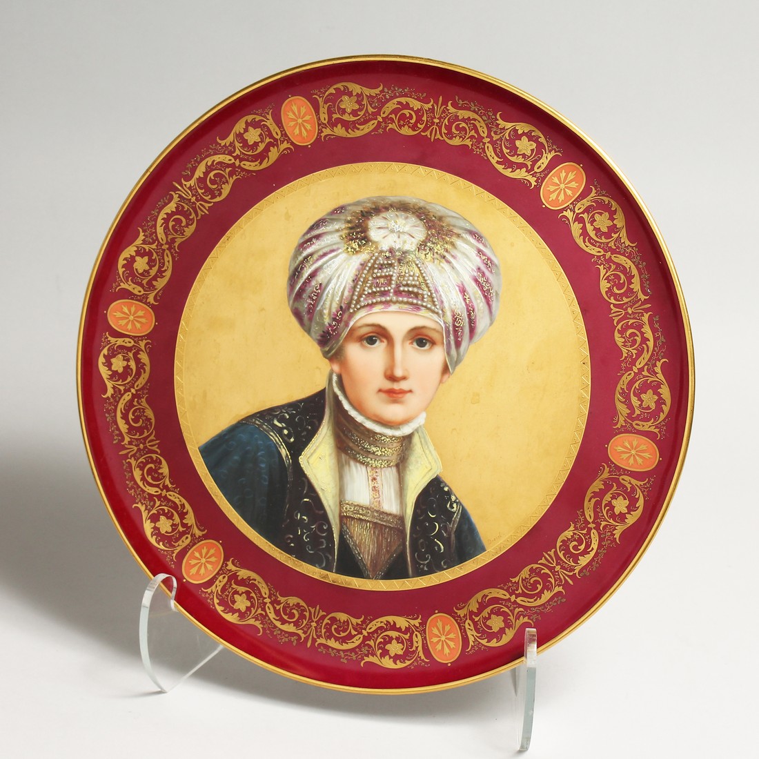 A SUPERB LARGE VIENNA CIRCULAR PORTRAIT DISH, by Dressl. signed, F A Kaulbach Studio, 1754 14ins