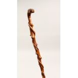 A SMALL DOG'S HEAD WALKING STICK 26ins long