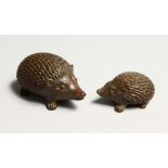TWO JAPANESE BRONZE HEDGHOGS