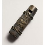 A FIRST WORLD WAR BRASS REPLICA TANK CORP. WHISTLE 2.5ins long.