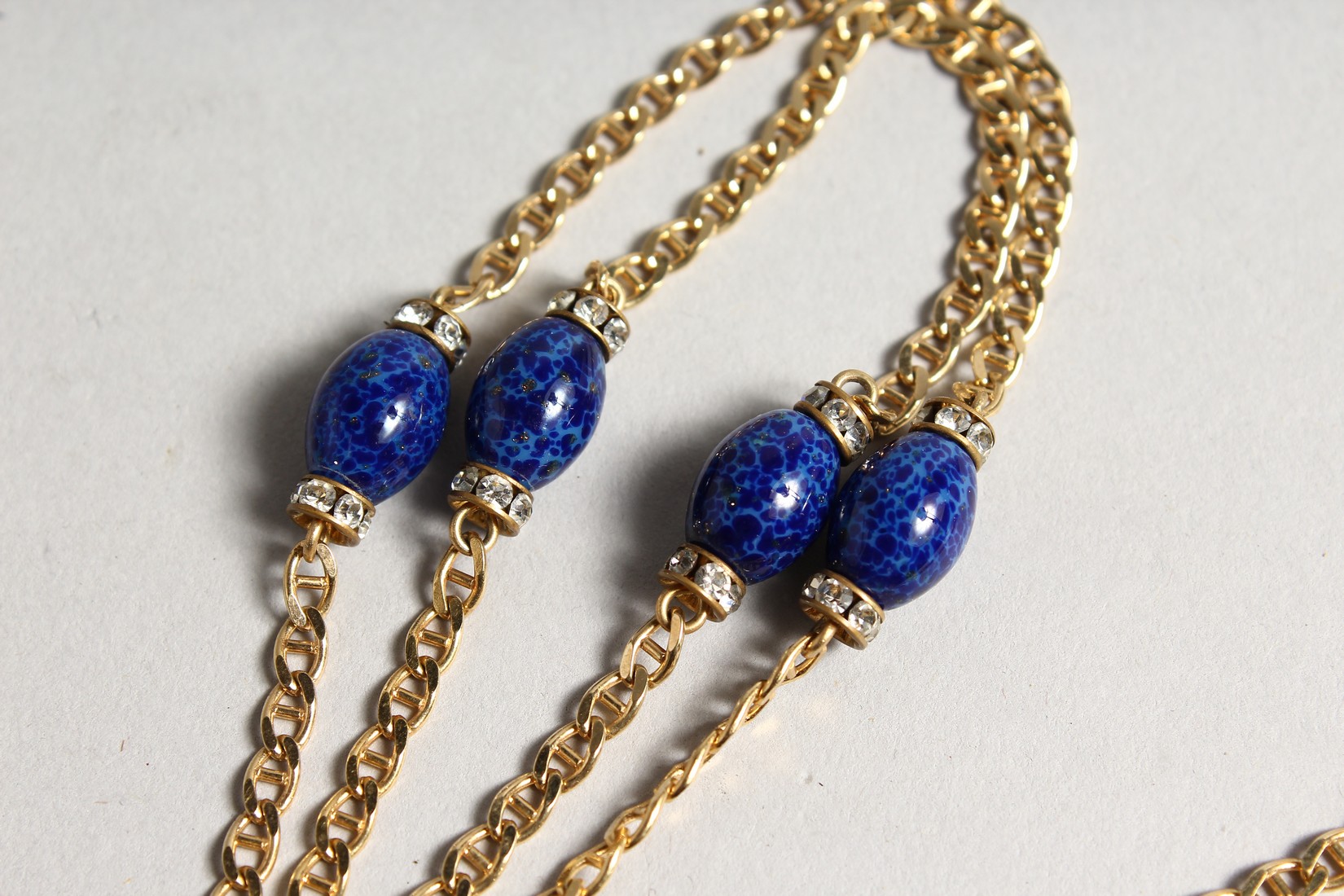 A CHRISTIAN DIOR 1980'S GILT AND LAPIS NECKLACE in a Christian Dior box. - Image 2 of 4