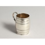 A GEORGE III SILVER BARREL SHAPED MUG London 1782