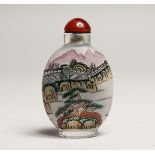 A CHINESE SCENT BOTTLE with The Great Wall of China 3.75ins