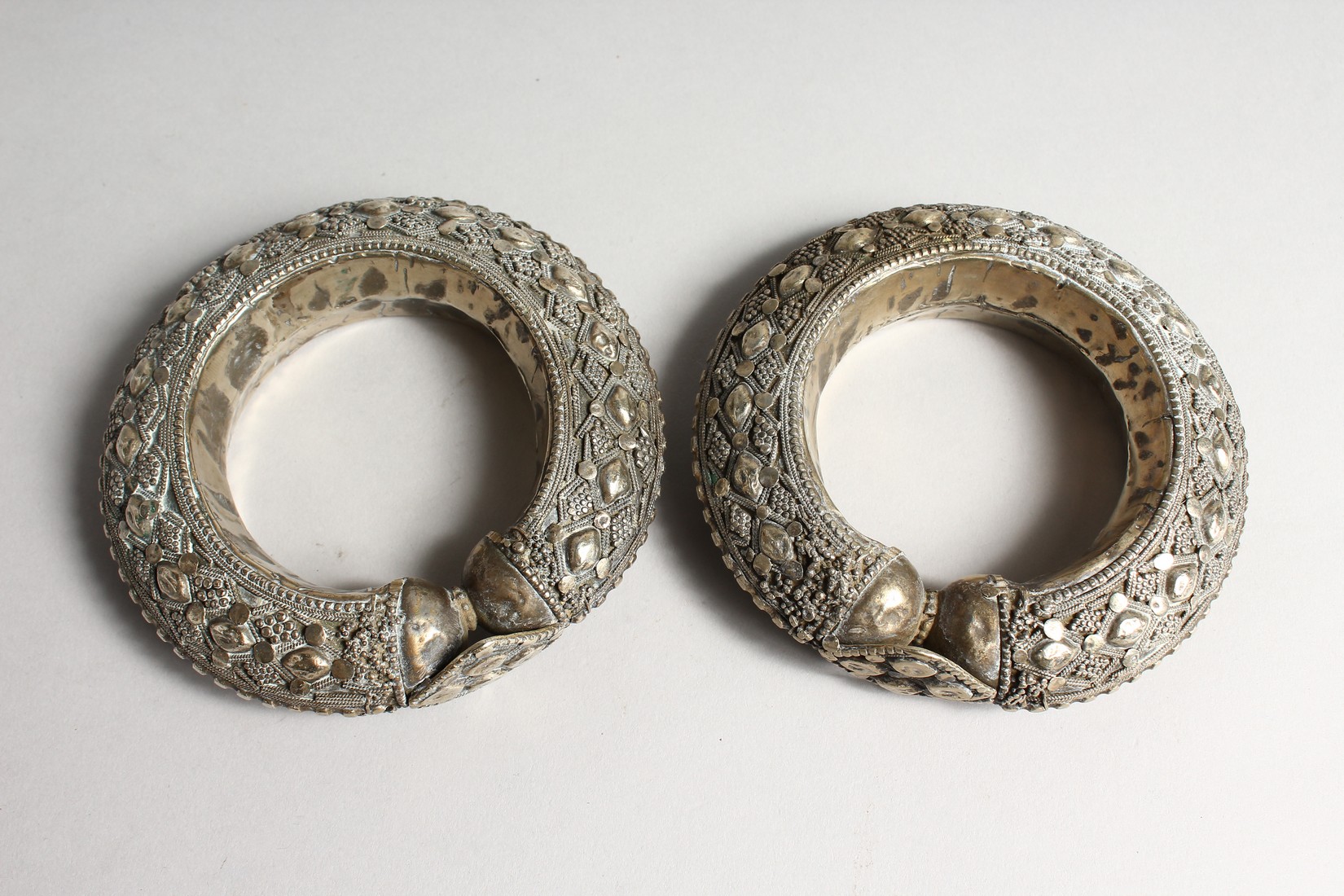 TWO LARGE ISLAMIC SILVER BANGLES - Image 2 of 3