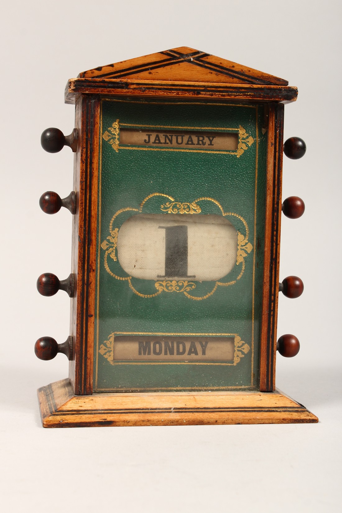 A VICTORIAN WOODEN DESK CALENDER 7ins high - Image 2 of 4