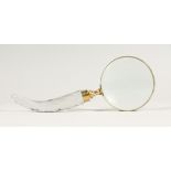 A MAGNIFYING GLASS WITH GLASS HANDLE