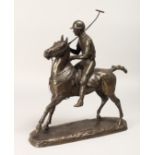 D. GEENTY, A CONTEMPORARY SHEET BRONZE AND COMPOSITE MODEL OF A MOUNTED POLO PLAYER 12.5ins long