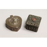 AN INDIAN SHAPED BOX AND A FILIGREE BOX (2).