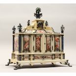 A SUPERB QUALITY 19TH CENTURY VIENNA IVORY AND ENAMEL TABLE CASKET, inset with twenty two superb