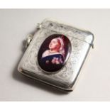 A VICTORIAN SILVER QUEEN VICTORIA ENAMEL VESTA Birmingham 1986.