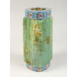 A SUPERB LARGE RUSSIAN JADE AND CLOISSONE ENAMEL VASE 12ins high.