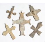 FIVE MEDIUM SIZE ROMAN IRON CROSSES. 2.5ins long