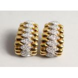A SUPERB PAIR OF 18CT GOLD AND DIAMOND EAR RINGS 44gms