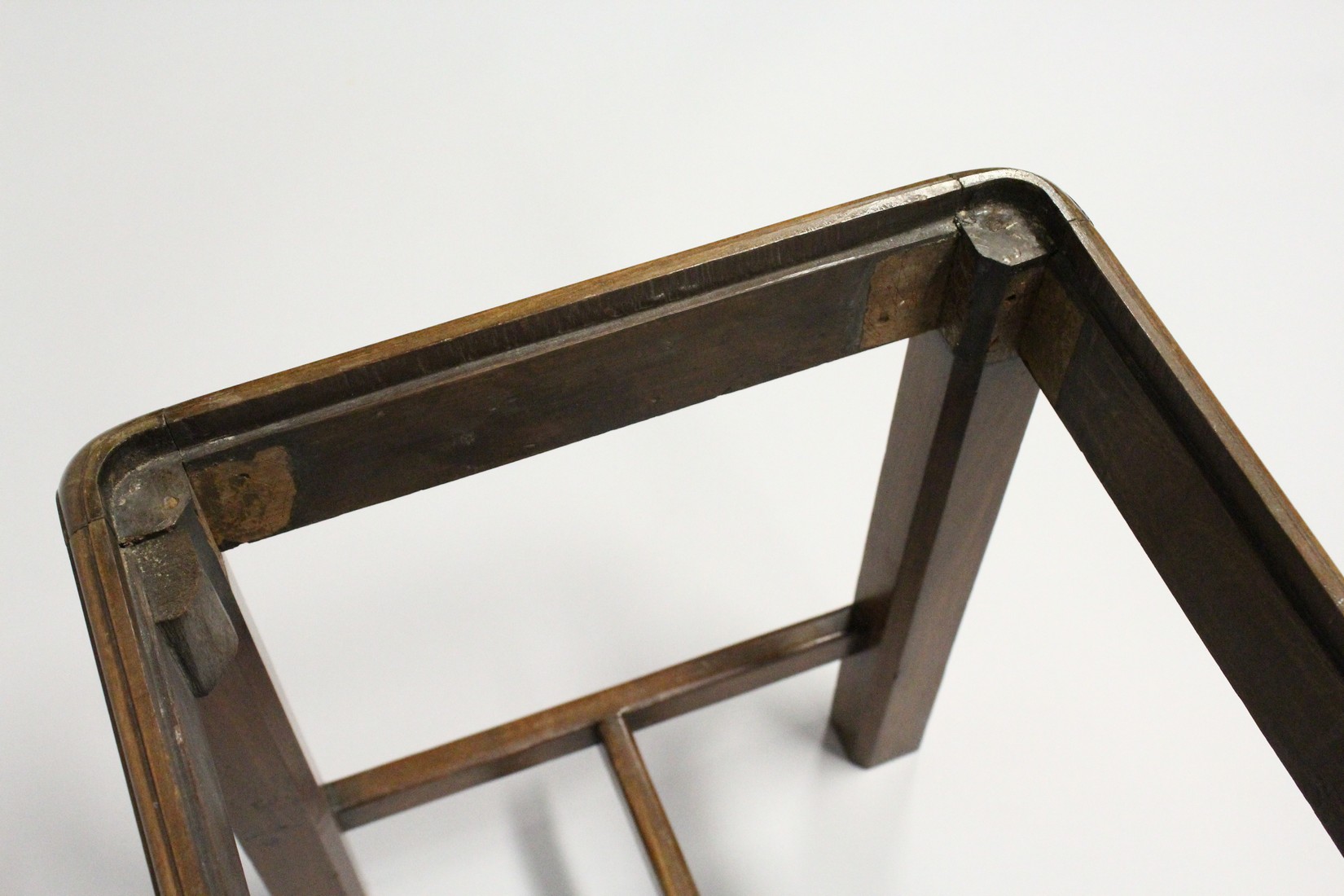 A GEORGE III MAHOGANY RECTANGULAR STOOL, with drop-in seat on moulded square legs united by - Image 7 of 7