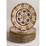 A SET OF TEN ROYAL CROWN DERBY JAPAN PATTERN PLATES, No. 8706 9ins diameter.