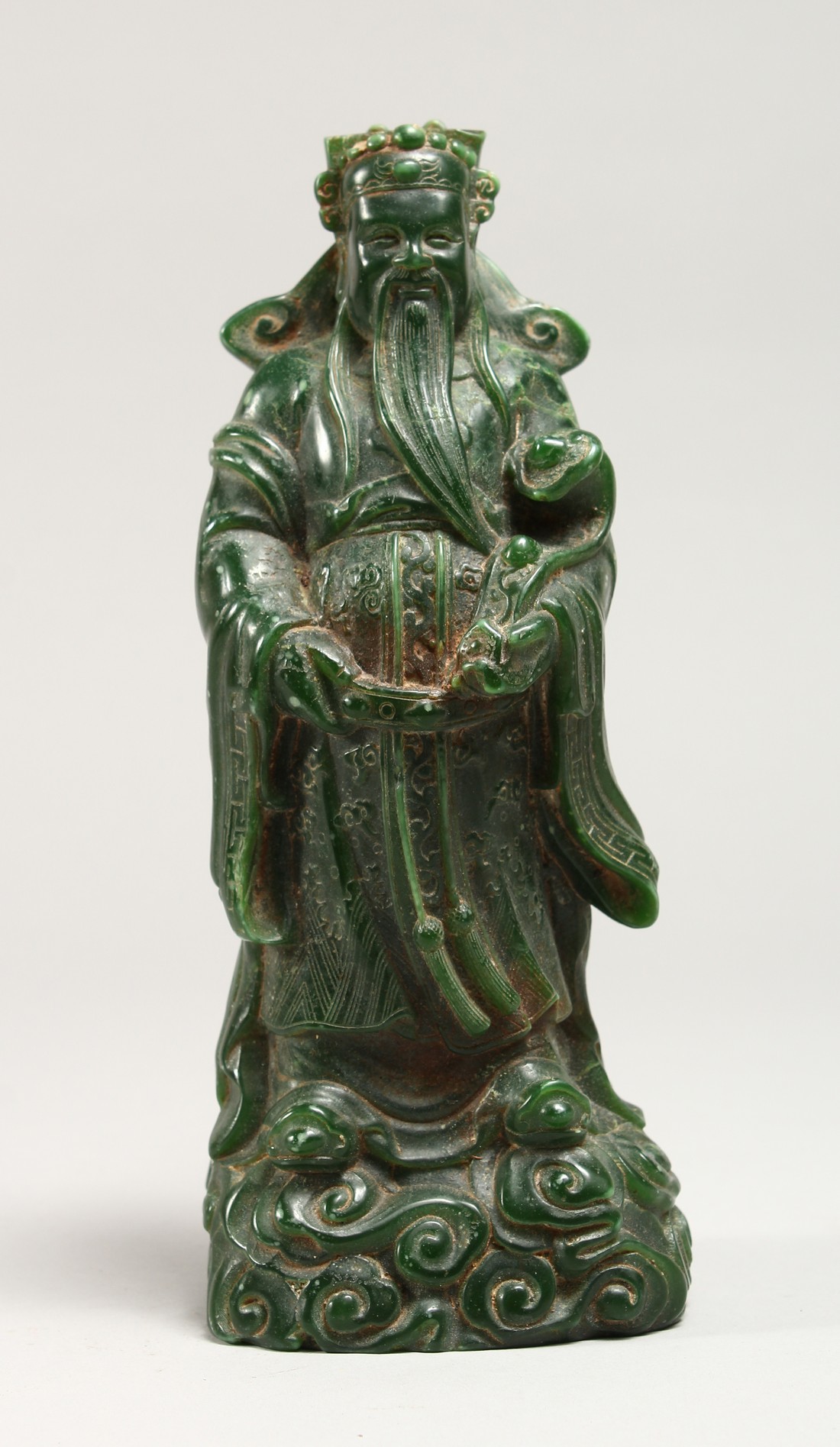 A CHINESE JADEITE STANDING FIGURE OF A SAGE 8ins high