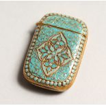 A TURKISH BRASS ENAMEL VESTA 1.75ins