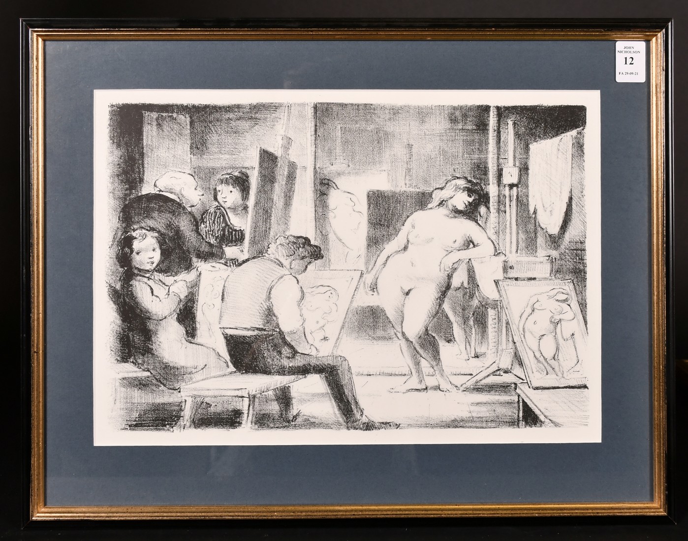 After Edward Ardizzone, 'The Model and her Reflection, an unsigned lithograph, 9.5" x 14". - Image 2 of 3