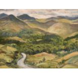 Maurice Codner (1888-1958) British, A road leading towards rolling hills, oil on board, signed