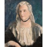Early Twentieth Century School, A bust length portrait of a lady, oil on canvas laid down, 22" x
