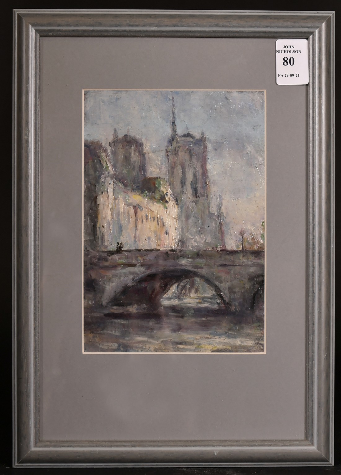 Early 20th Century French Impressionist School, Figures on the Pont Neuf with Notre Dame beyond, oil - Image 2 of 3