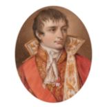 A portrait of The Young Napoleon in a gilt frame, 2.75" x 2.5".