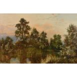 Edwin Henry Eugene Fletcher (1857-1945) British, A river landscape at dusk, oil on canvas, signed,
