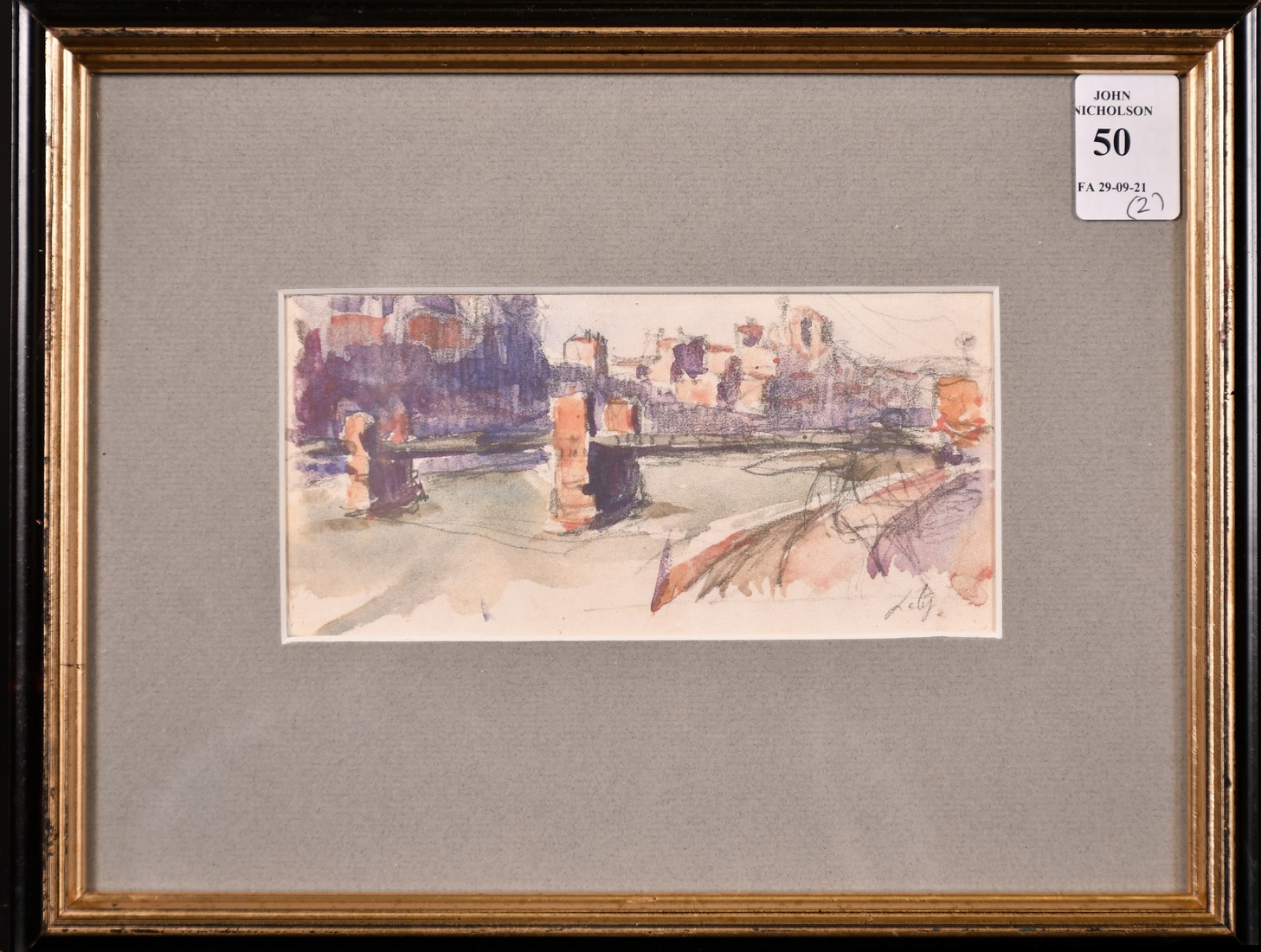 Hippolyte Lety (1878-1959) French, A pair of watercolour and pencil sketches of river scenes, one - Image 2 of 5