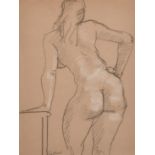 Sydney d'Horne Shepherd, A charcoal and chalk study of a standing female figure, signed in pencil,