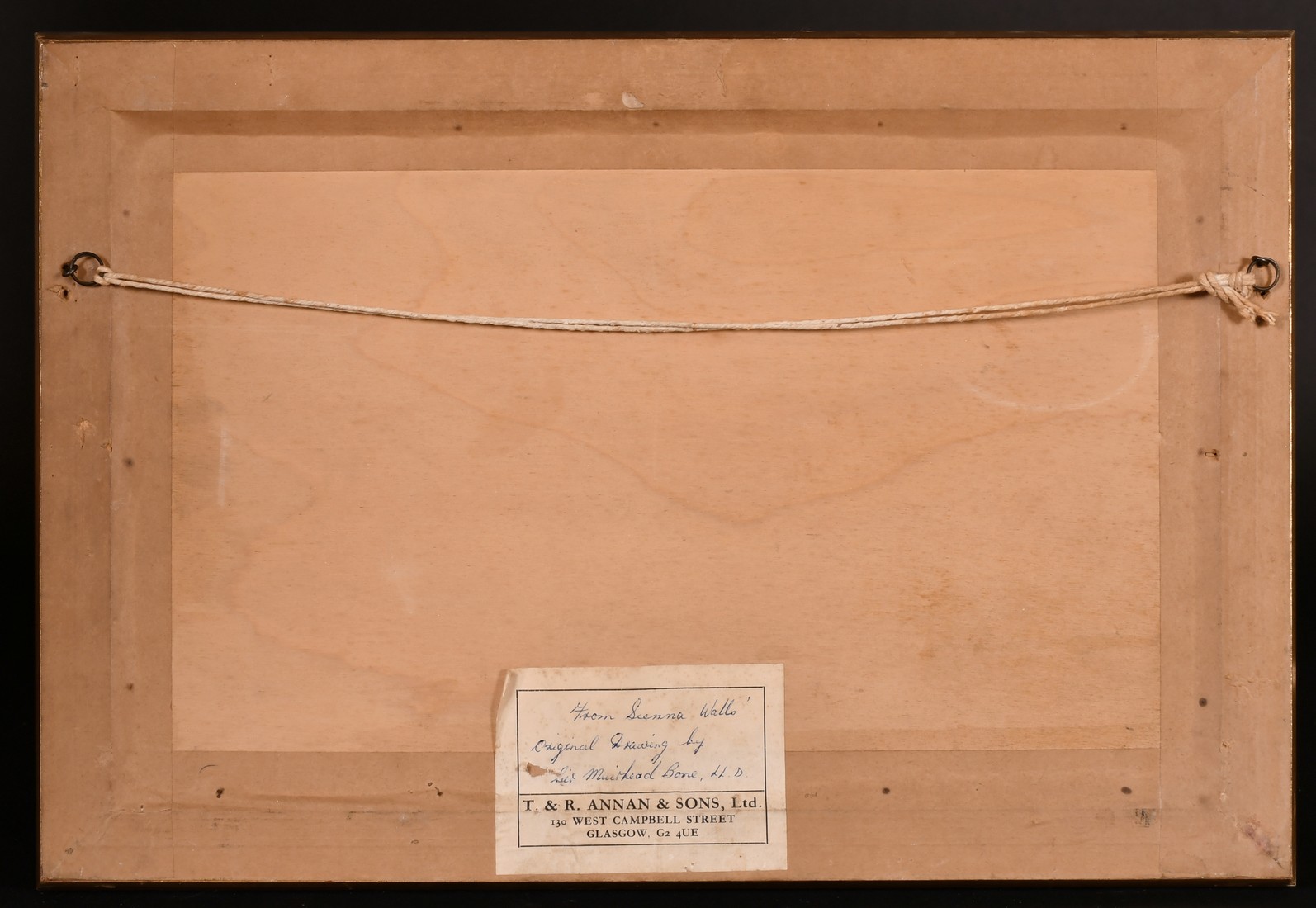 Muirhead Bone, 'From Sienna Walls', pencil and wash, inscribed, 4.5" x 7", Provenance: T & R Annan & - Image 4 of 4