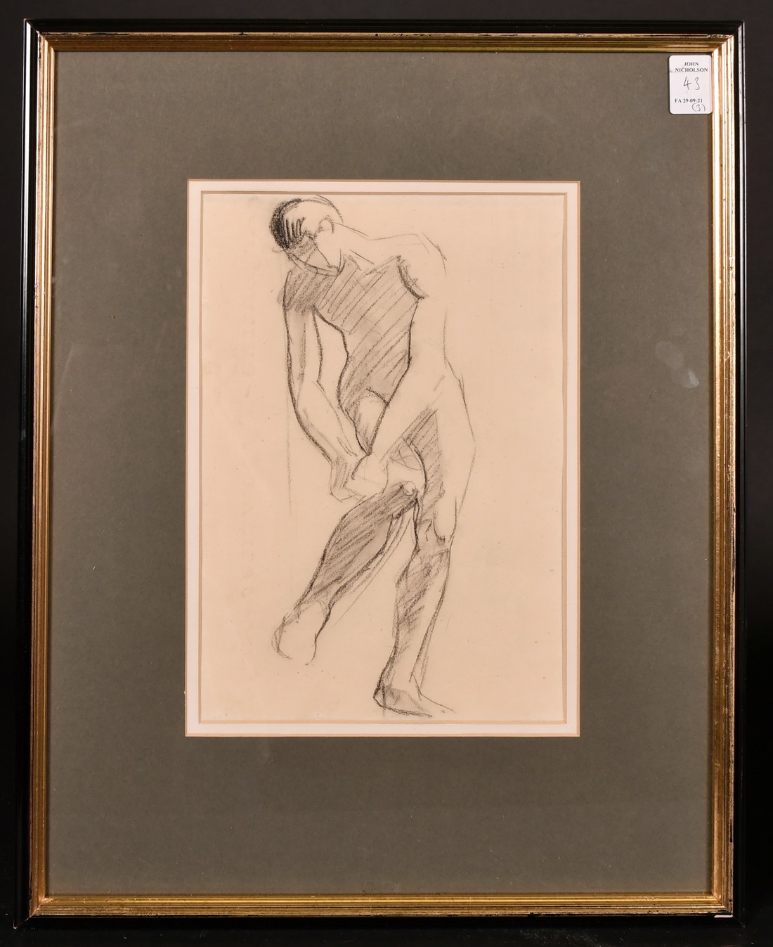 Sydney d'Horne Shepherd, A charcoal and chalk study of a standing female figure, signed in pencil, - Image 5 of 5