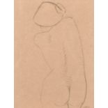 Attributed to Gertrude Harvey, A sketch of a female nude from behind, pencil, initialled and dated