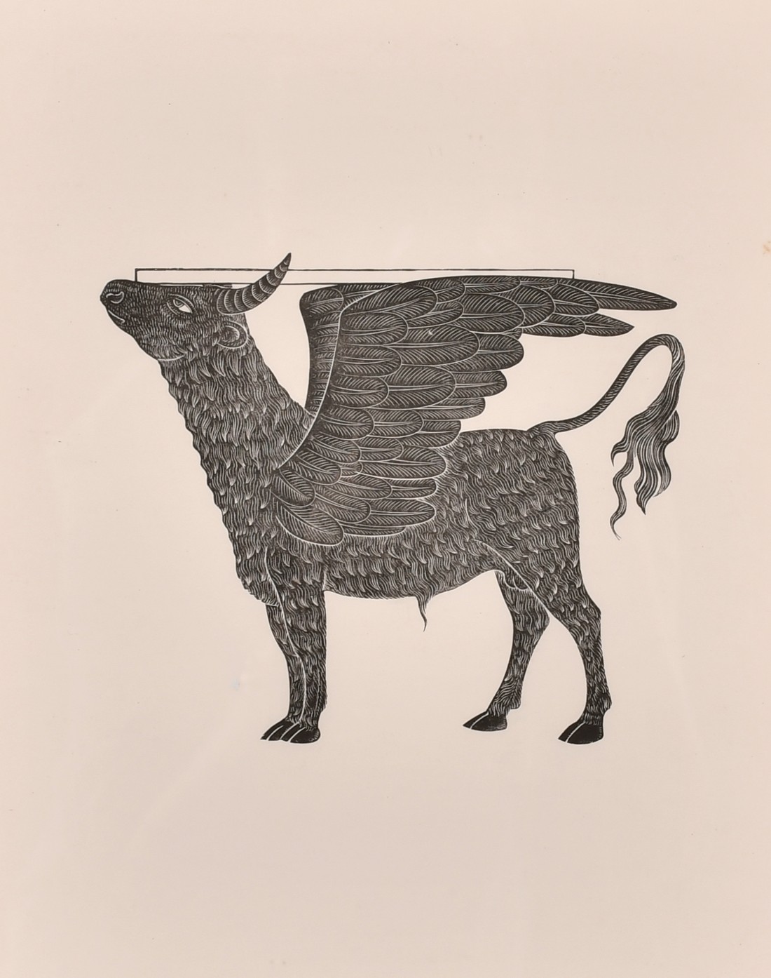 Eric Gill, 'The Bull Calf of St. Luke', wood engraving 10" x 8", a further Eric Gill wood