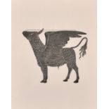 Eric Gill, 'The Bull Calf of St. Luke', wood engraving 10" x 8", a further Eric Gill wood