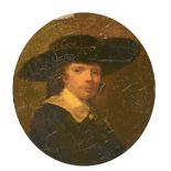 17th/18th Century, possibly Dutch School, A miniature portrait of a gentleman, oil, 2.75" x 2.25.