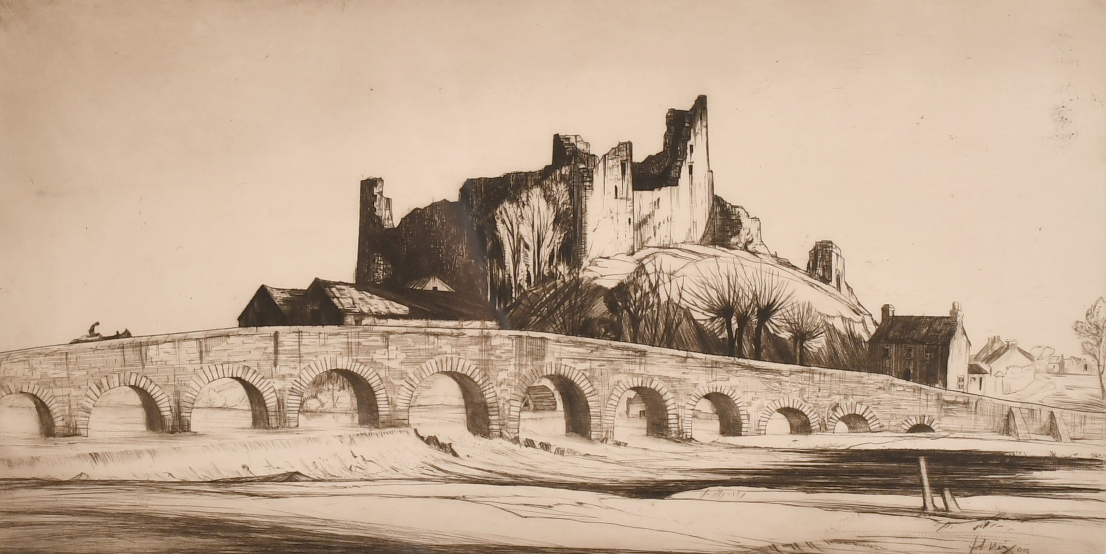 Job Nixon, 'Glanworth Castle, Ireland', etching, signed, dated, and inscribed in pencil, 9" x 16",