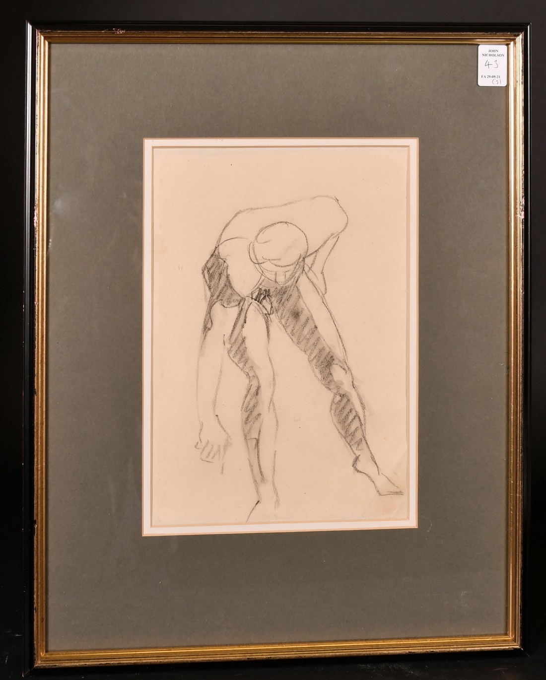 Sydney d'Horne Shepherd, A charcoal and chalk study of a standing female figure, signed in pencil, - Image 4 of 5