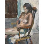 20th Century School, A study of a sleeping female nude, oil on board, 14" x 18", along with two