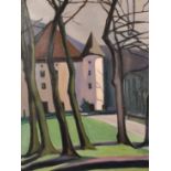 Early 20th Century French School, A scene of a chateau through trees, oil on canvas, 24" x 18".