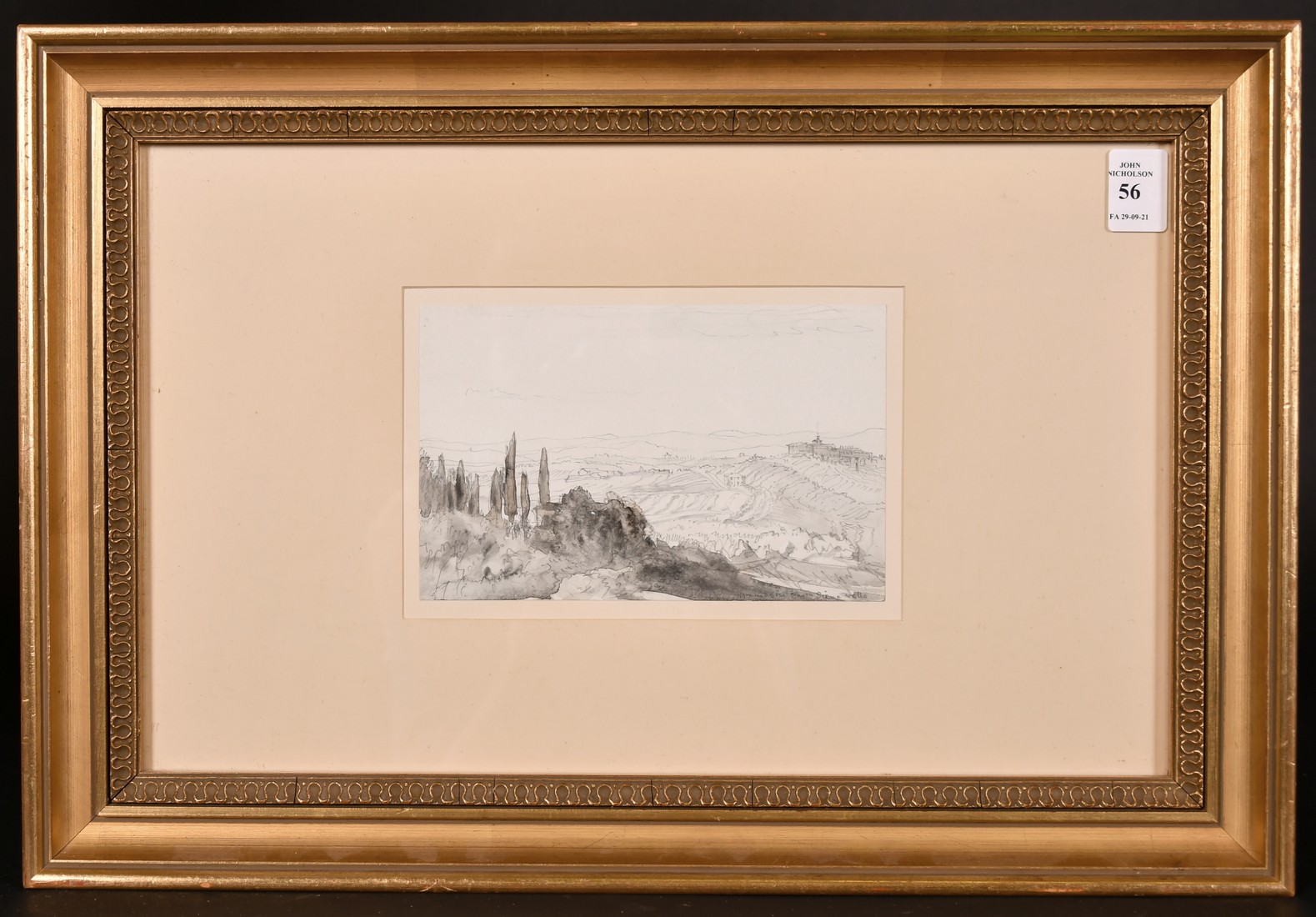 Muirhead Bone, 'From Sienna Walls', pencil and wash, inscribed, 4.5" x 7", Provenance: T & R Annan & - Image 2 of 4