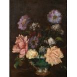 Raymond Tassoul (b. 1887) Belgian, A still life of mixed flowers in a vase, oil on canvas, 16" x
