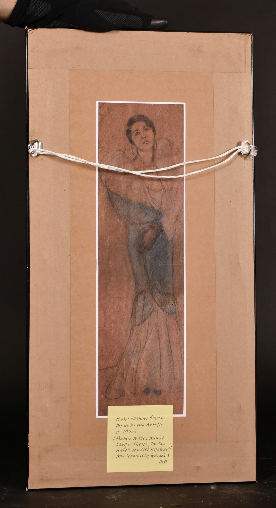 Early 20th Century, A sketch of an elegant young lady, pastel, 14" x 4", with another similar by the - Image 5 of 5